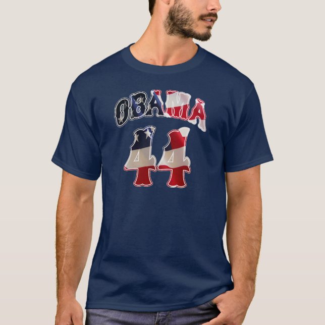 Skjorta för Barack Obama 44 flagga t Tee (Framsida)