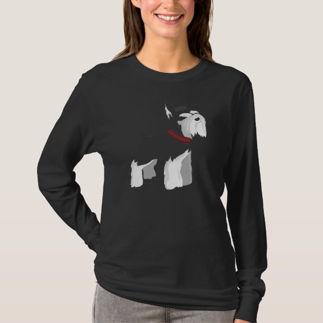 Skjorta för damer för miniatyrSchnauzerhund T-shirt (Framsida)