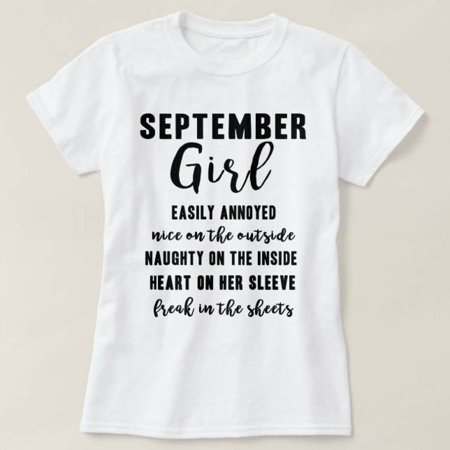Skjorta för damer T för gåva för September T-shirt (Design framsida)