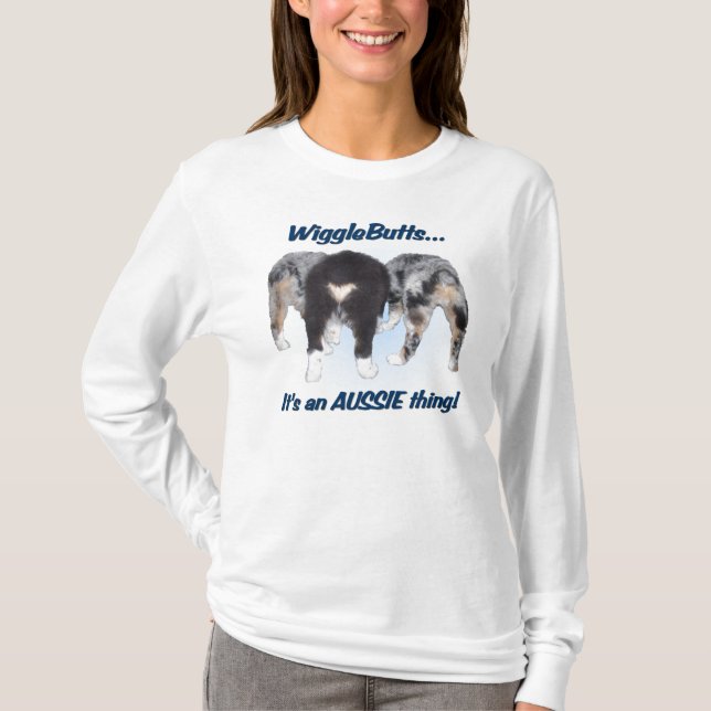 Skjorta för damlångärmadaustralian shepherd t-shirt (Framsida)