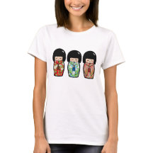 Skjorta för docka för Kawaii Kokeshi Trio japansk