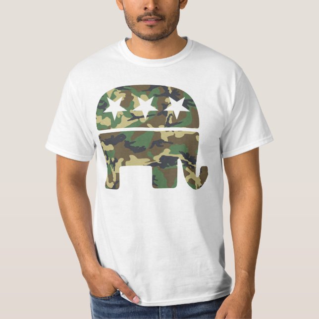 Skjorta för elefant t för kamouflage republikansk tee (Framsida)