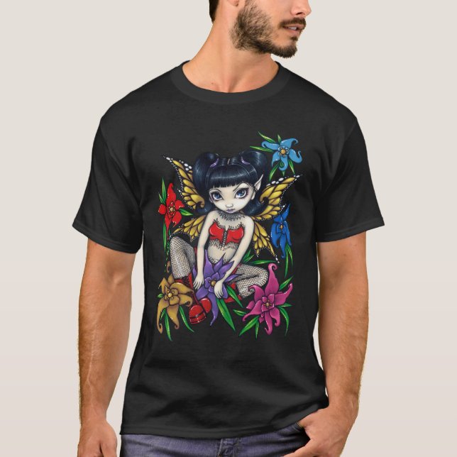 Skjorta för fishnets- och blommagothfe tee shirt (Framsida)