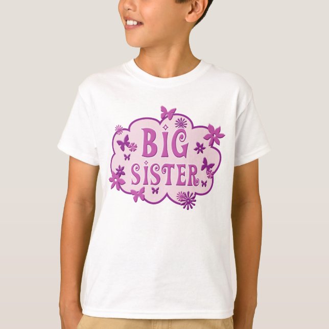 Skjorta för fjäril för storasysterrosablomma t shirt (Framsida)