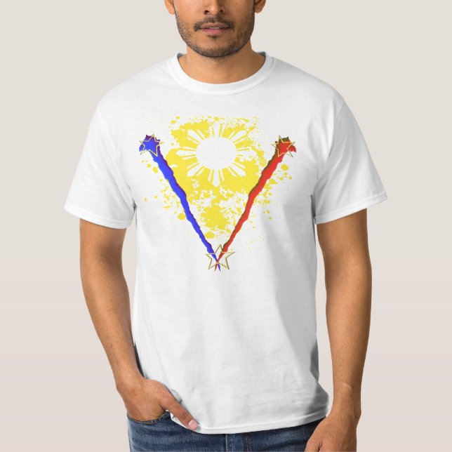 Skjorta för flagga för v-stil filippinsk tee (Framsida)