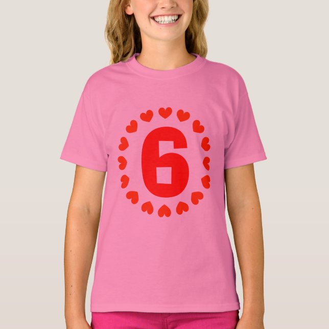 Skjorta | för flicka6efödelsedagen numrerar sex tee (Framsida)