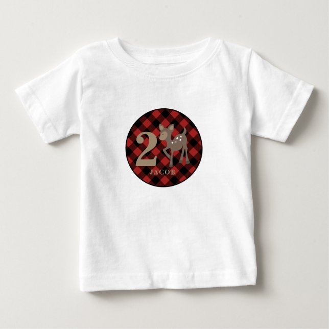Skjorta för födelsedag för buffelplädhjort tee shirt (Framsida)