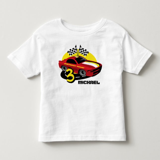 Skjorta för födelsedag för tävlingbil 3rd tee shirt (Framsida)