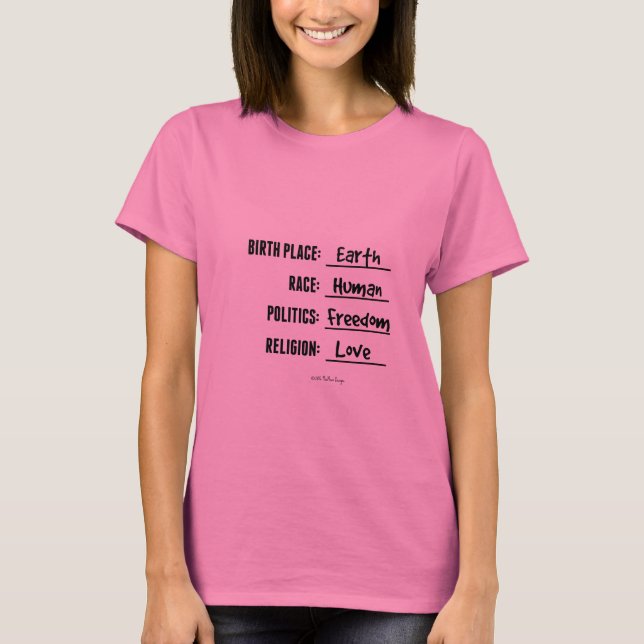 SKJORTA för FÖDELSESTÄLLEJORD (den rosa T Shirt (Framsida)