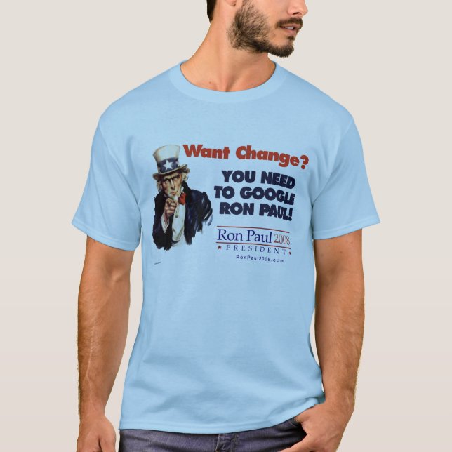 Skjorta för Google Ron Paul Uncle Sam T Shirt (Framsida)