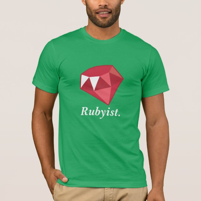 Skjorta för grönt för Rubyist Rubyprogrammerare T-shirt (Framsida)