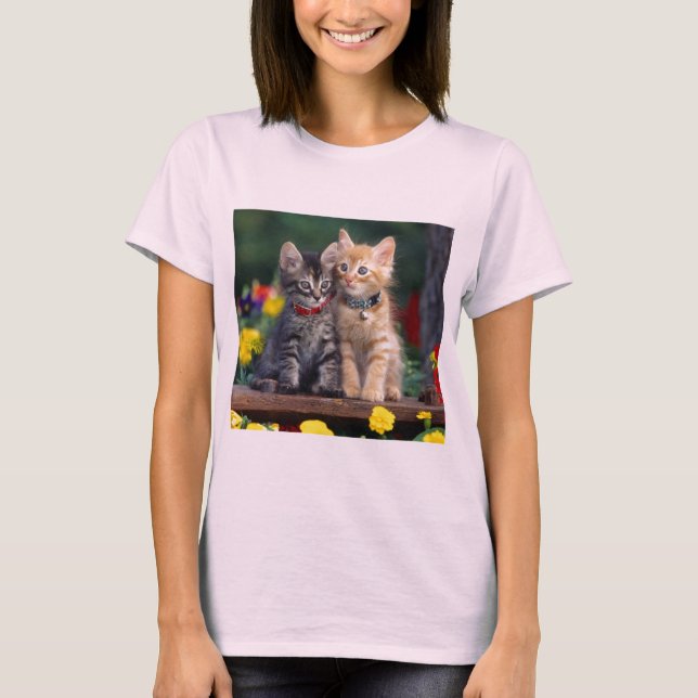 Skjorta för Gullig-Kattunge blomma t Shirt (Framsida)