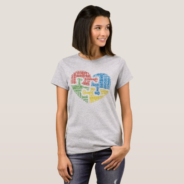 Skjorta för hjärta för Autismordmoln T-shirt (Hel framsida)