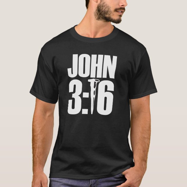 Skjorta för John 3:16svart T Tee Shirt (Framsida)