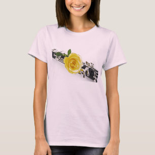 Skjorta för klarinettgul rosblomma t shirt