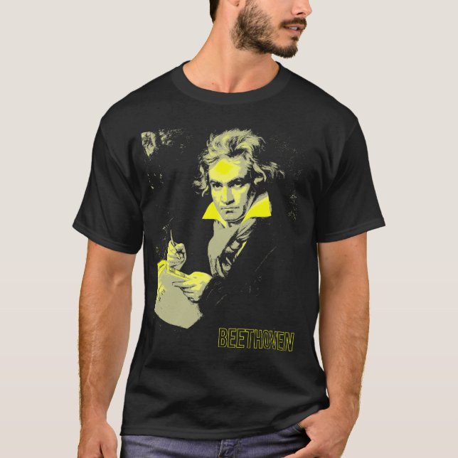Skjorta för klassisk musik för Beethovengulttryck T Shirt (Framsida)