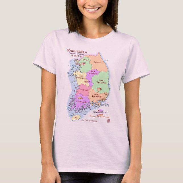 Skjorta för Korea kartadamer T Tee Shirt (Framsida)