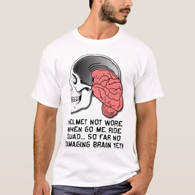 Skjorta för kvadrat ATV för hjälmhjärnskada rolig T-shirt (Framsida)
