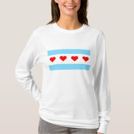 Skjorta för långärmad för Chicago hjärtalägenhet Tee Shirt