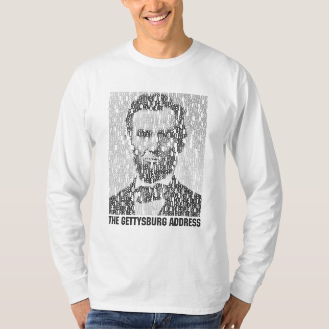 Skjorta för långärmad för Lincoln/Gettysburg text T Shirt (Framsida)