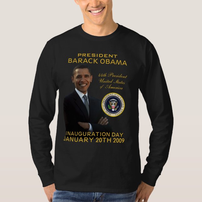 Skjorta för långärmad för Obama invigningdag Tee (Framsida)