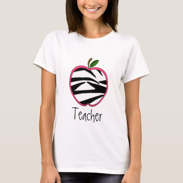 Skjorta för lärare T - zebra tryck Apple T-shirt (Framsida)