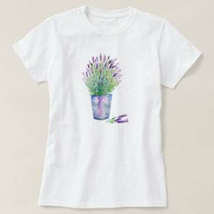 Skjorta för lavendel T för vattenfärg fransk T-shirt