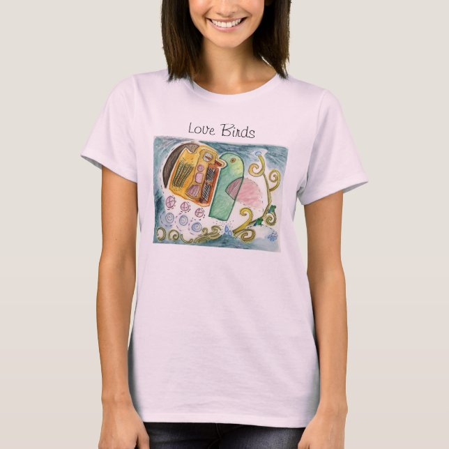 Skjorta för love birdsvalentin T Shirt (Framsida)