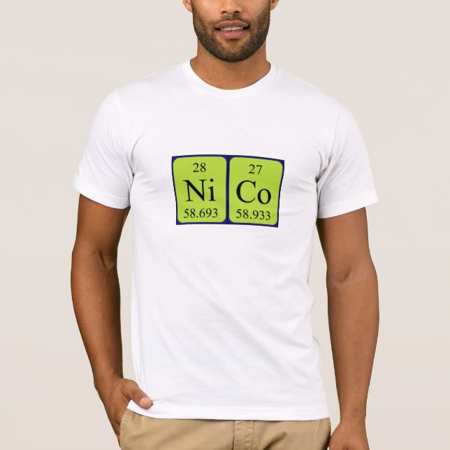 Skjorta för Nico periodisk bordnamn Tee Shirt (Framsida)