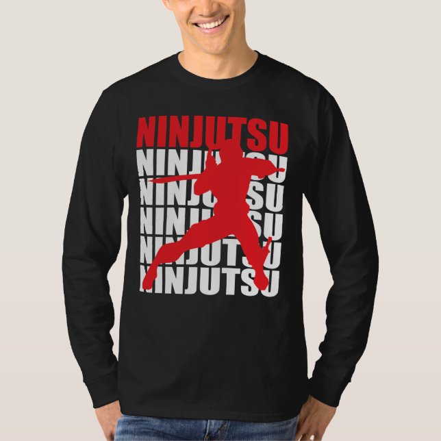 Skjorta för Ninjutsu långärmad T T-shirt (Framsida)