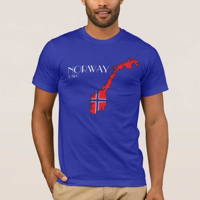 Skjorta för norgeflaggakarta t-shirt (Framsida)