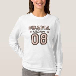 Skjorta för Obama Biden 08 långärmadutslagsplat T Shirt