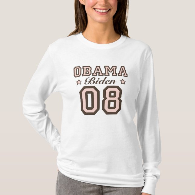 Skjorta för Obama Biden 08 långärmadutslagsplats T Shirt (Framsida)
