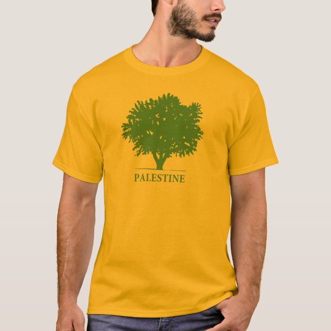 Skjorta för Palestina olivgrön träd t Tee Shirt (Framsida)