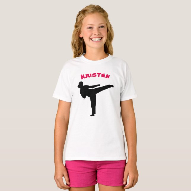 Skjorta för personligKarateflicka T Shirt (Hel framsida)