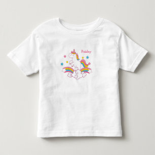 Skjorta för personligregnbågeUnicorn med namn T-shirt