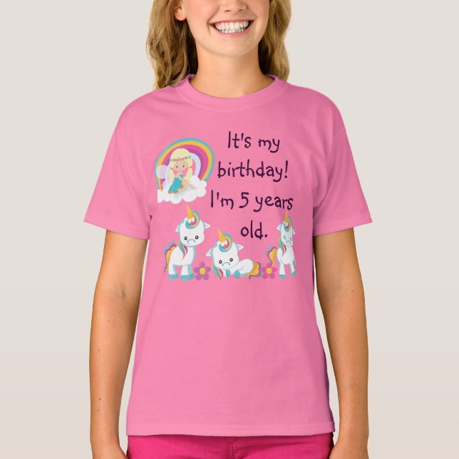 Skjorta för personligUnicornfödelsedagsfest T-shirt (Framsida)