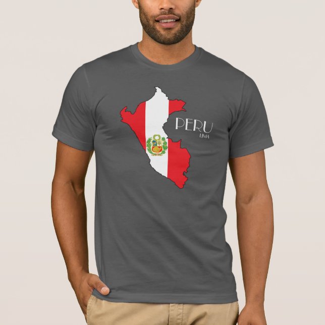 Skjorta för Peru kartaflagga Tee Shirt (Framsida)