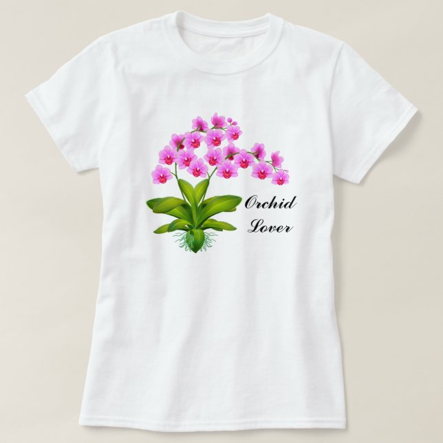 Skjorta för Phalaenopsis för Orchidälskare rosa T-shirt (Design framsida)