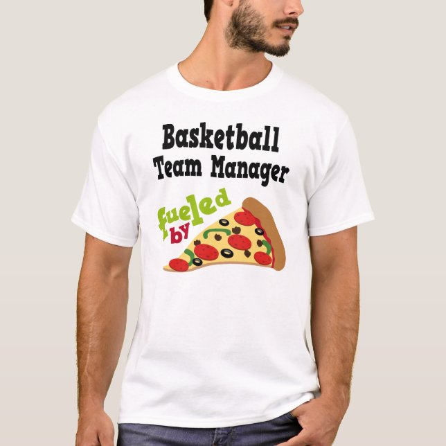 Skjorta för Pizza T för basketlagchef (rolig) Tee (Framsida)