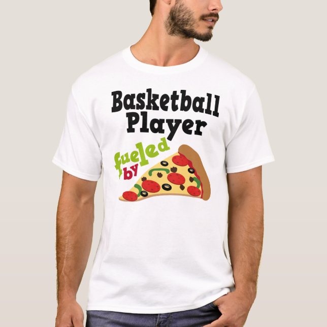 Skjorta för Pizza T för basketspelare (rolig) T-shirt (Framsida)