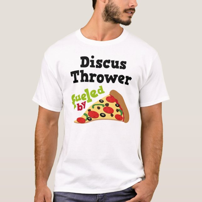 Skjorta för Pizza T för diskusThrower (rolig) Shirt (Framsida)