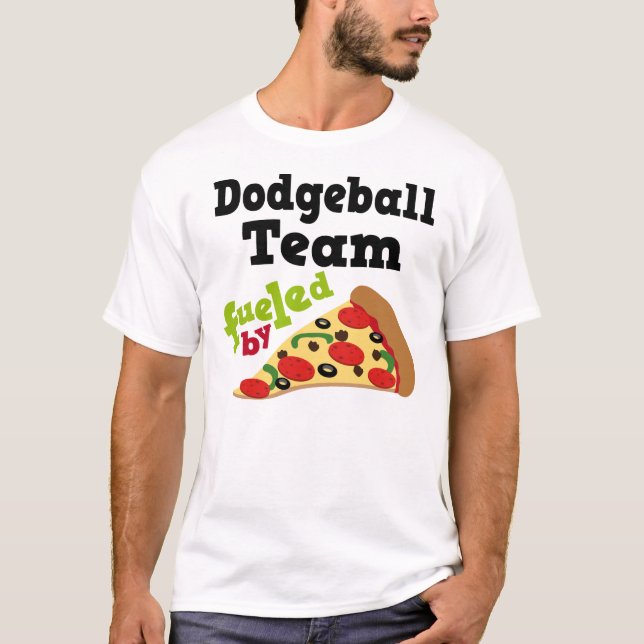 Skjorta för Pizza T för Dodgeball lag (rolig) Tee Shirt (Framsida)