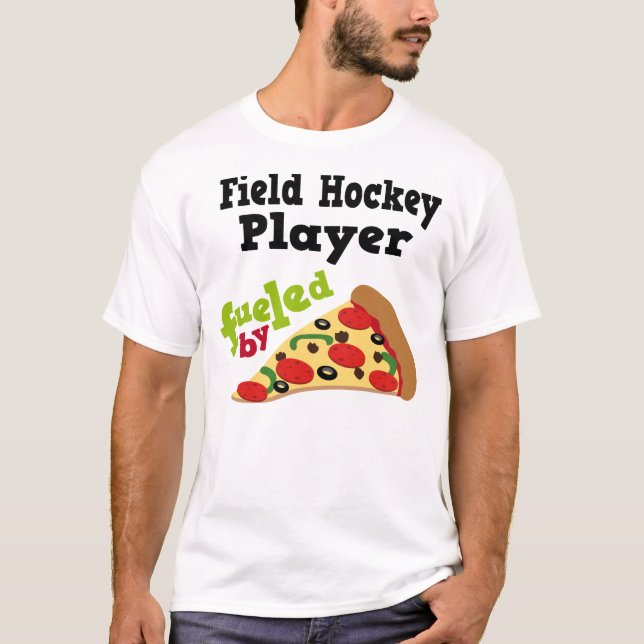 Skjorta för Pizza T för landhockeyspelare (rolig) Tee Shirt (Framsida)
