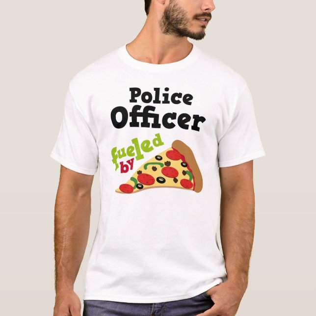 Skjorta för Pizza T för polis (rolig) T-shirt (Framsida)