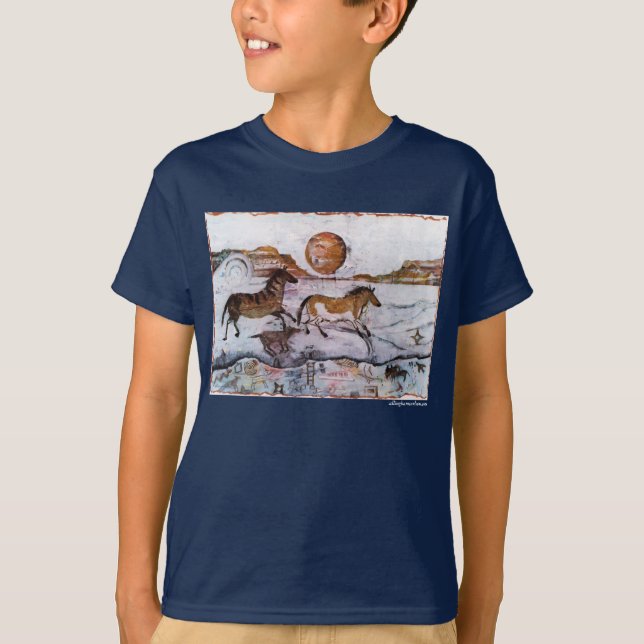Skjorta för PMACarlsonHorse Petroglyphbarn t T-shirt (Framsida)