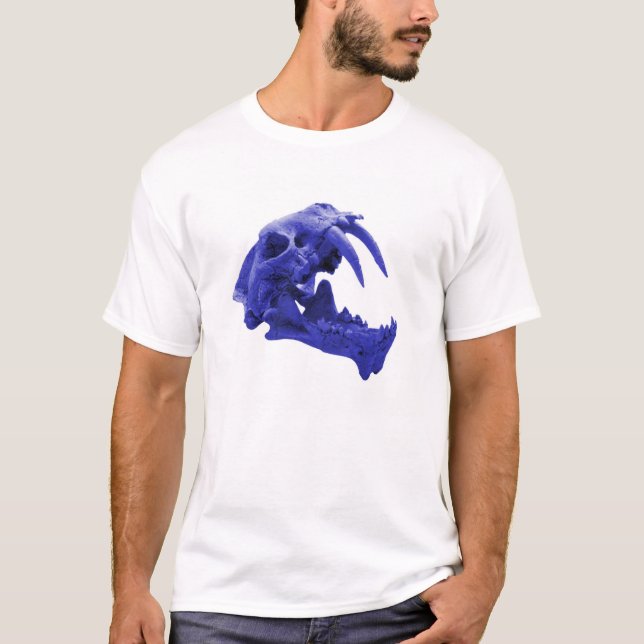 Skjorta för skalle för blåttSabretooth tiger T-shirt (Framsida)