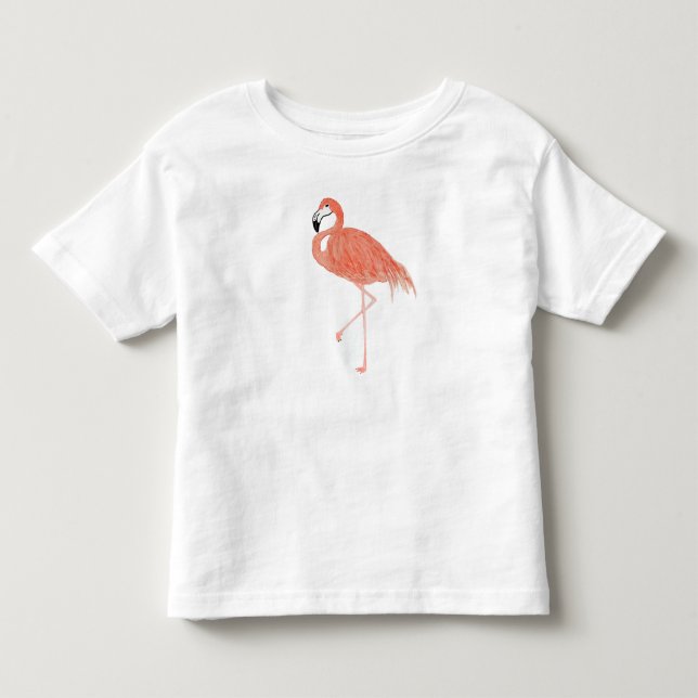 Skjorta för småbarn för Flamingomönstervattenfärg Tee Shirt (Framsida)