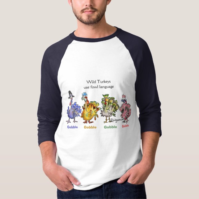 Skjorta för språk T för vildkalkonanvända fjäderfä Tee Shirt (Framsida)