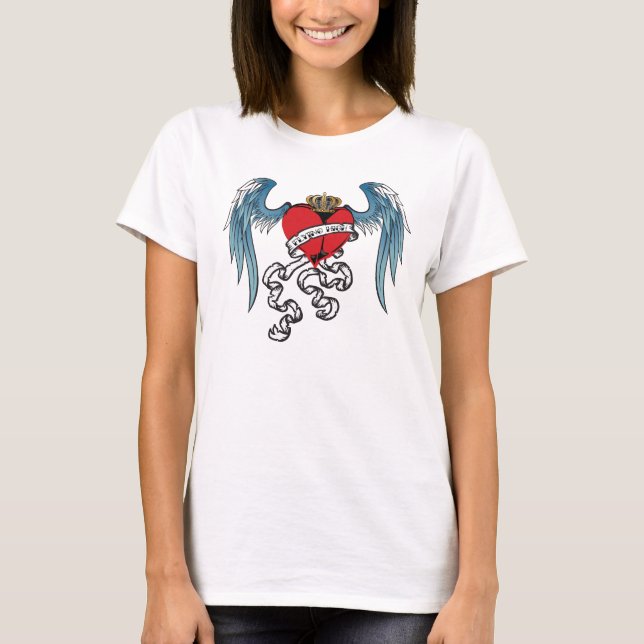 Skjorta för tatuering för flygkickhjärta tee (Framsida)